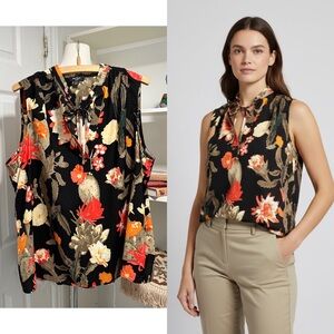 Lord & Taylor Black Floral Blouse